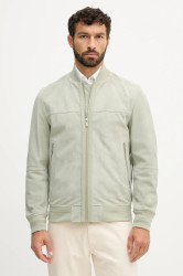 Semišová bunda BOSS Orange Johice zelená barva, přechodná, 50543505