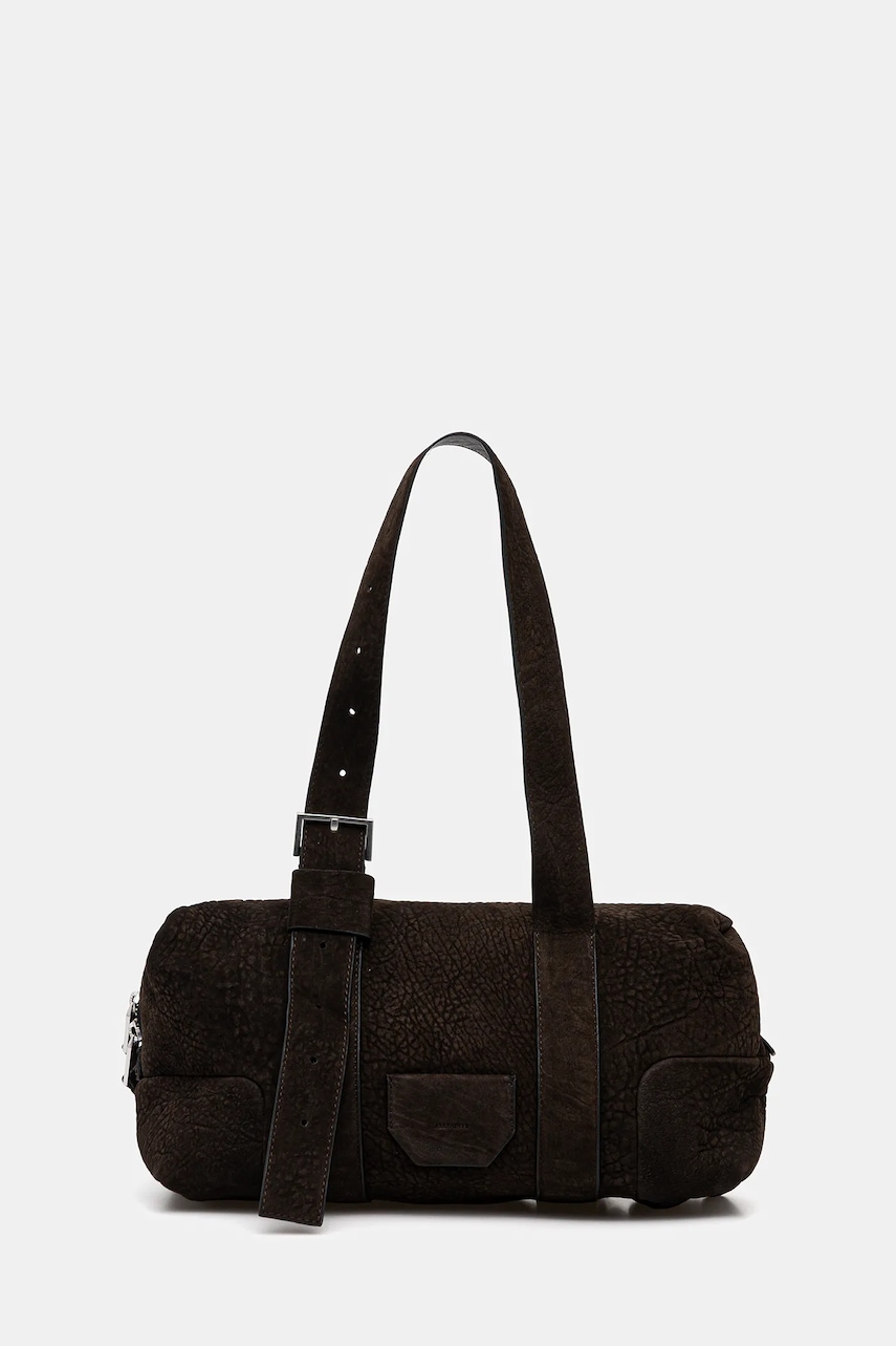 Semišová kabelka AllSaints hnědá barva, W617XD