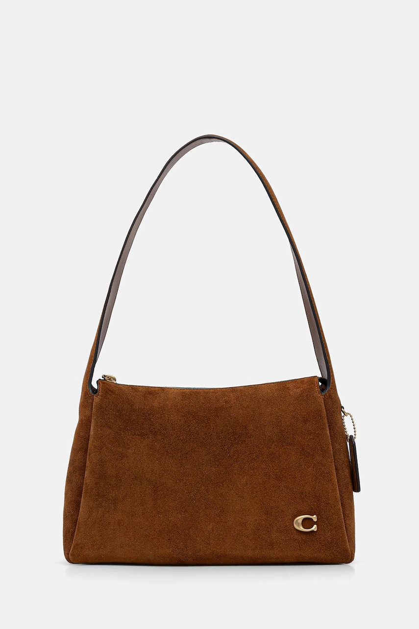 Semišová kabelka Coach Lola hnědá barva, CDD06