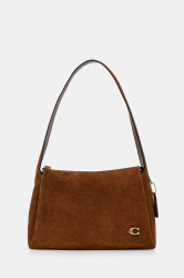 Semišová kabelka Coach Lola hnědá barva, CDD06