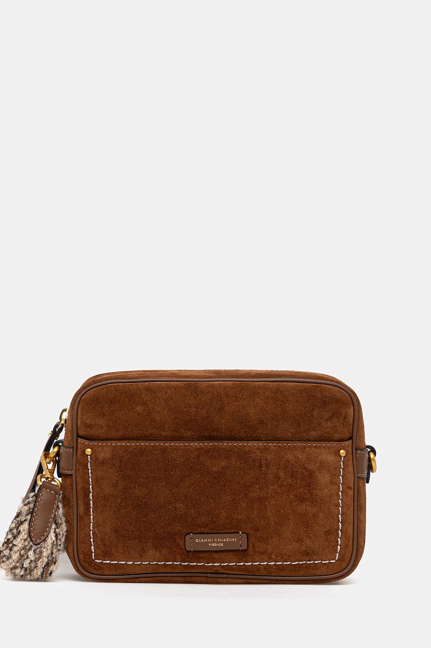 Semišová kabelka Gianni Chiarini NINA hnědá barva, BS.12060.CM