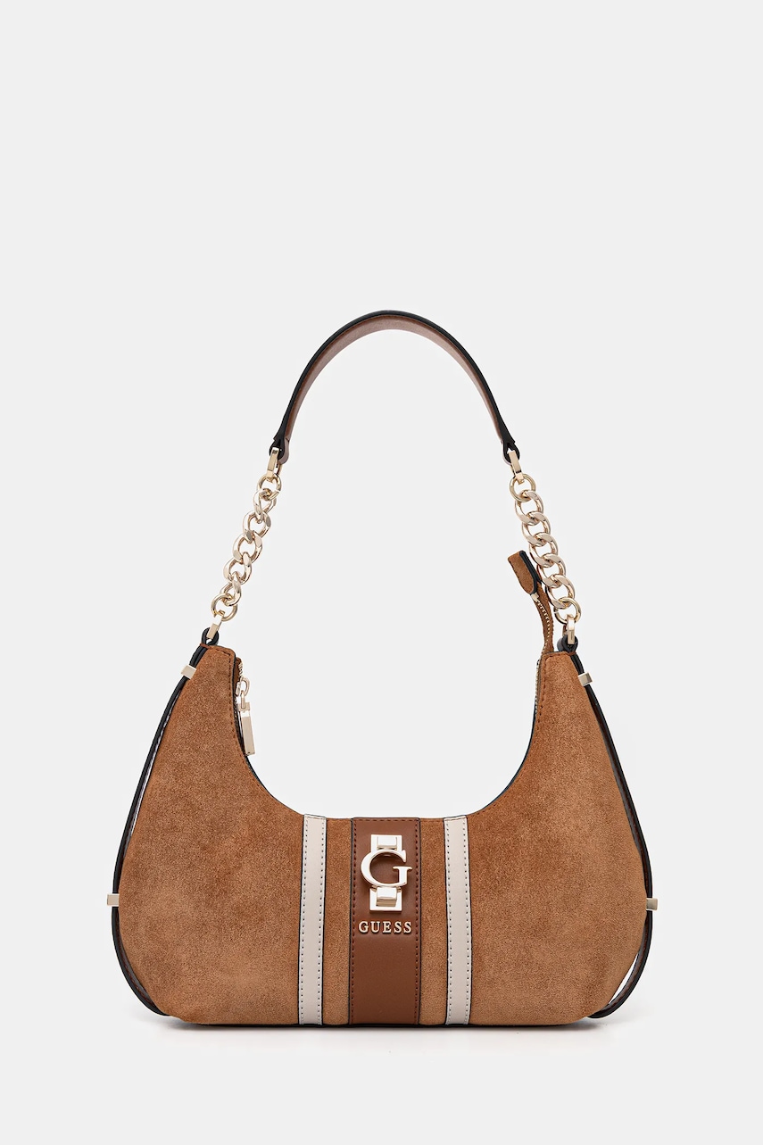 Semišová kabelka Guess ERENIA hnědá barva, HWSB78 38180