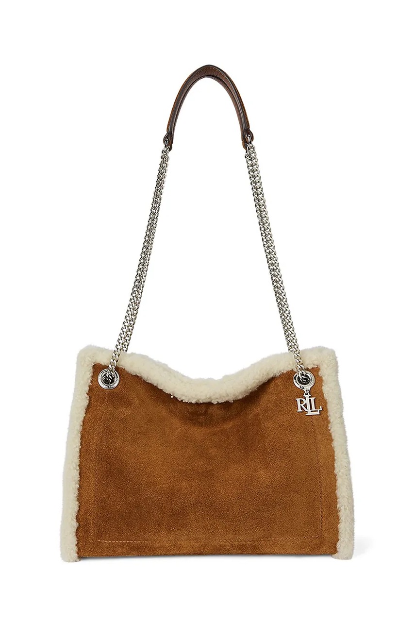 Semišová kabelka Lauren Ralph Lauren hnědá barva, 431980182