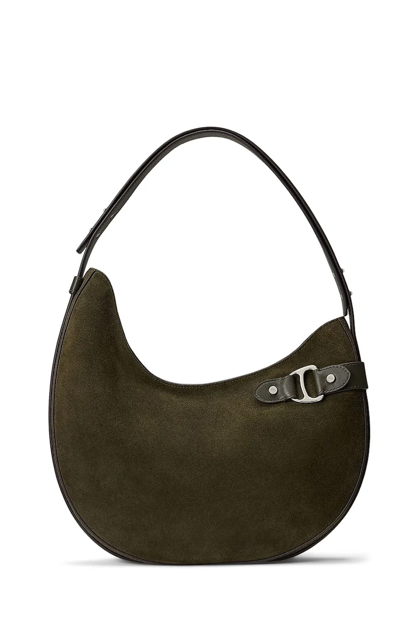 Semišová kabelka Lauren Ralph Lauren zelená barva, 431980157