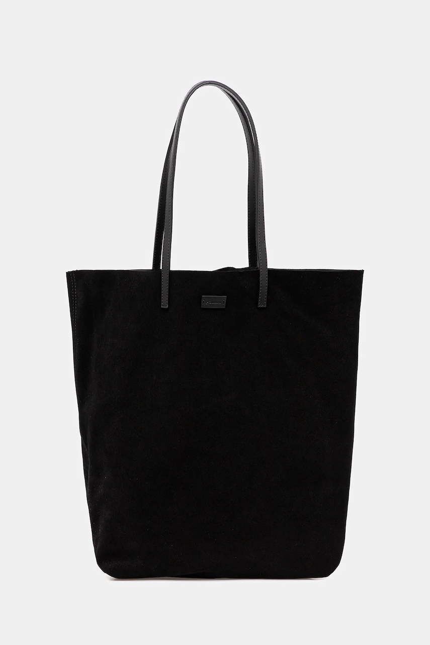 Semišová kabelka Pollini černá barva, PC4425PP0N QL1