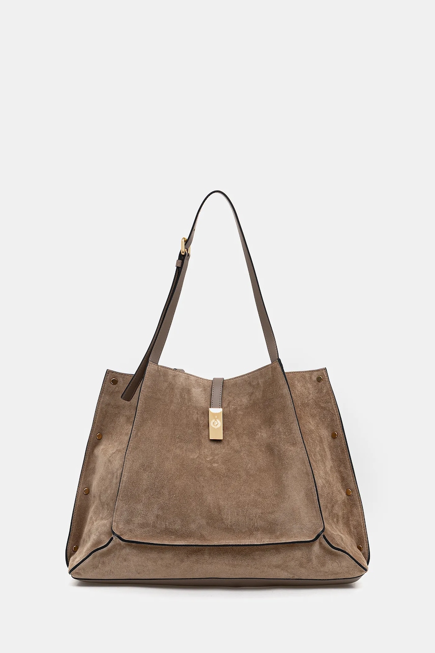 Semišová kabelka Pollini zelená barva, PC4415PP0N QI1