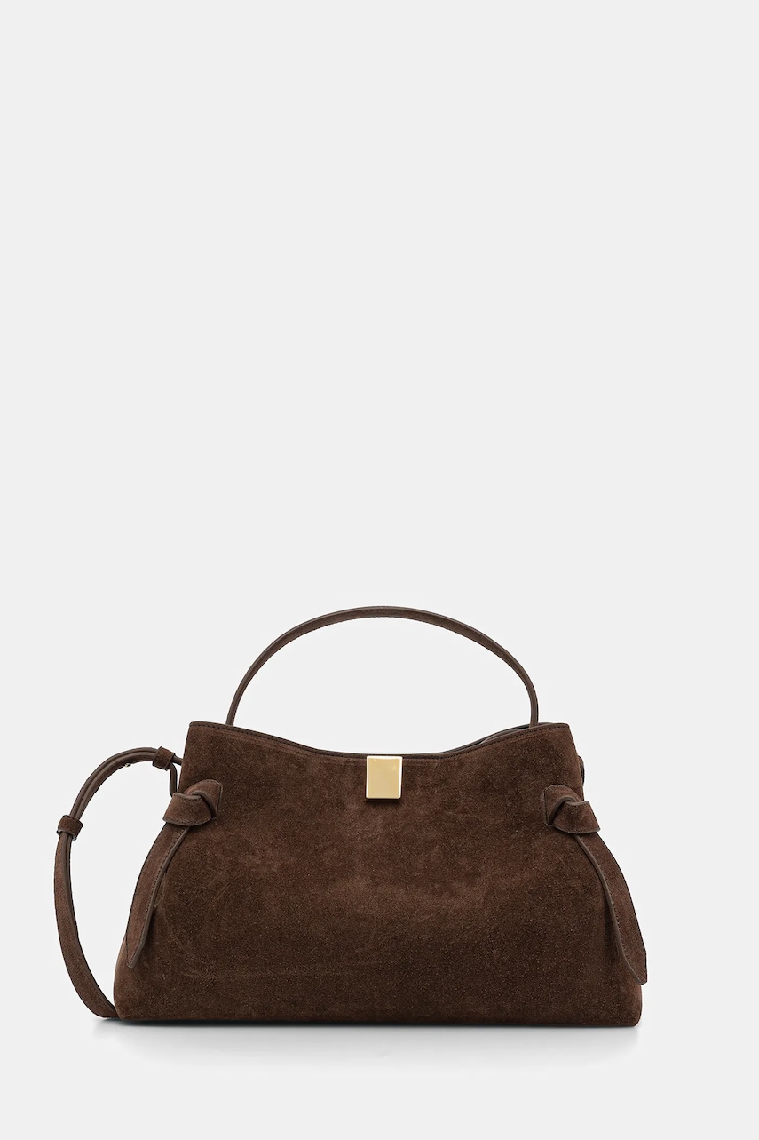 Semišová kabelka Yuzefi GYOZA hnědá barva, YUZCO-HB-GZ-S004