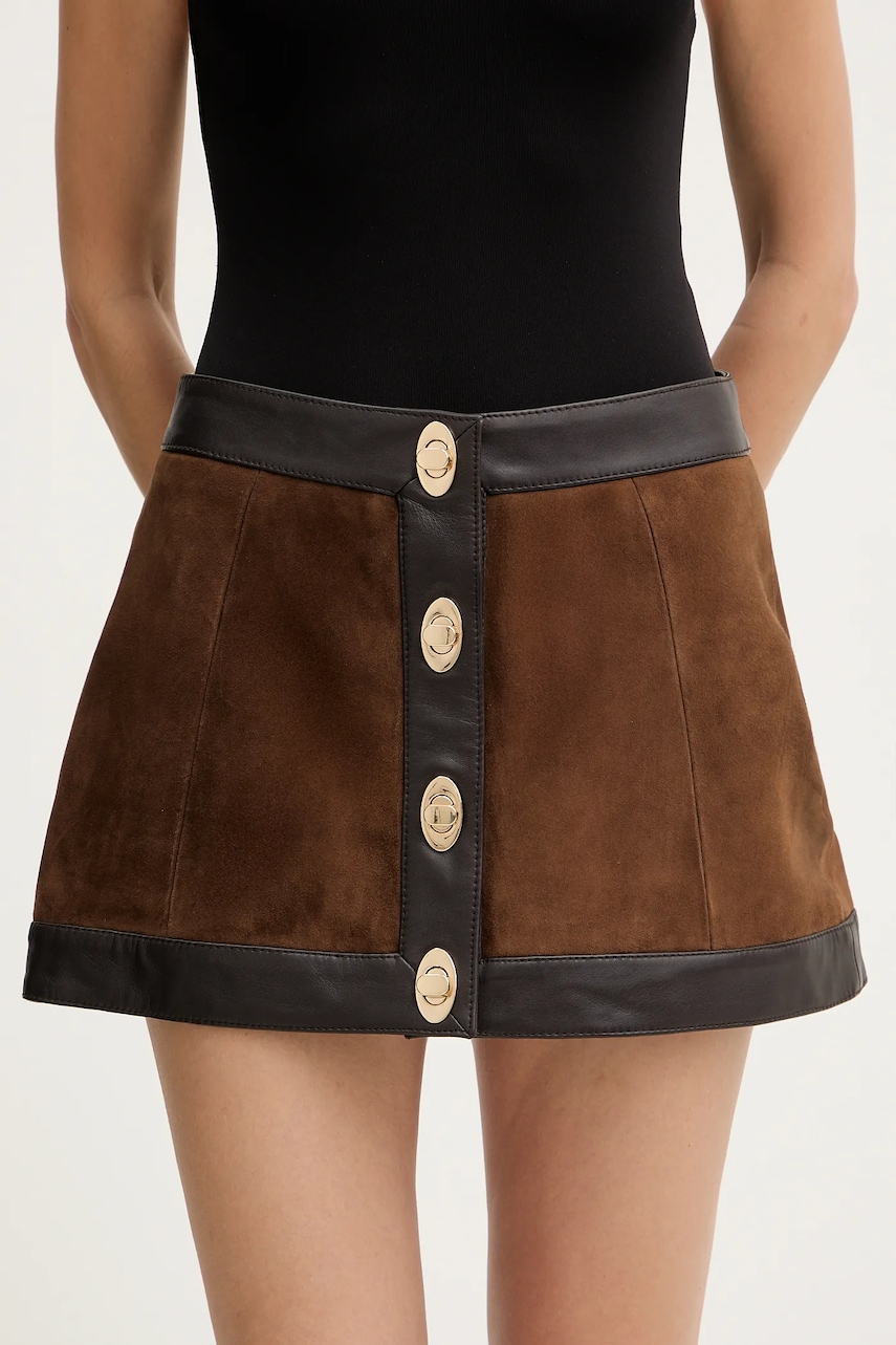 Semišová sukně Retrofete Lisbeth hnědá barva, mini, R-FW25-12094-16