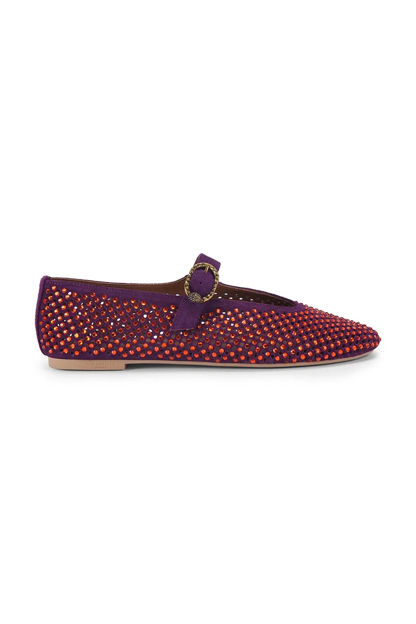 Semišové baleríny Kurt Geiger London Mayfair Ballet Flat vínová barva, 2656390209
