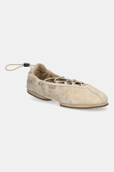 Semišové baleríny Polo Ralph Lauren Ballerina Lace Up béžová barva, 804P04927001