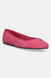 Semišové baleríny Tommy Hilfiger TH HARDWARE SUEDE BALLERINA růžová barva, FW0FW08655
