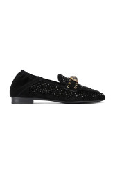 Semišové mokasíny Kurt Geiger London Chelsea Crystal Loafer dámské, černá barva, na plochém podpatku, 4726709209