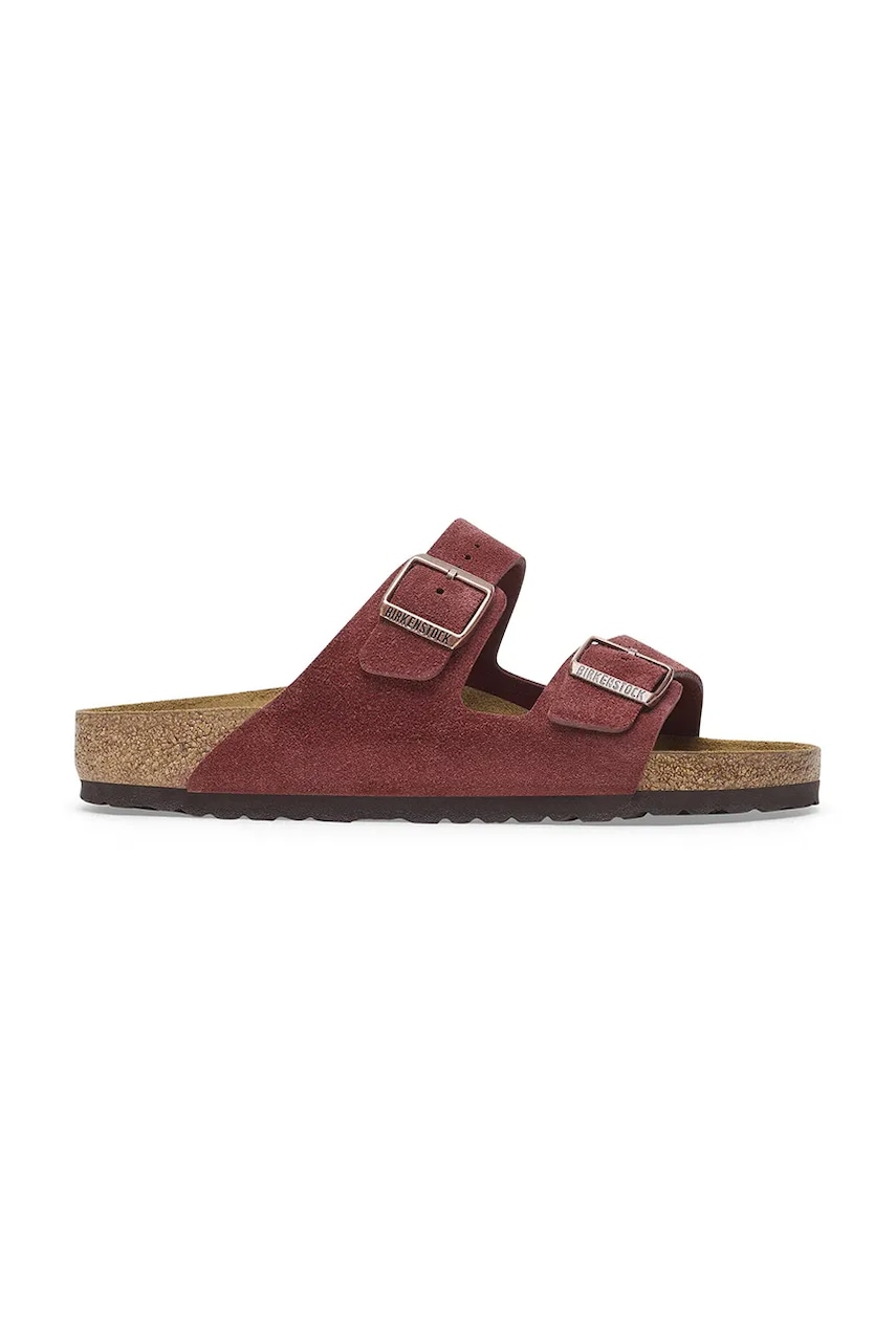 Semišové pantofle Birkenstock Arizona pánské, červená barva, 1028353