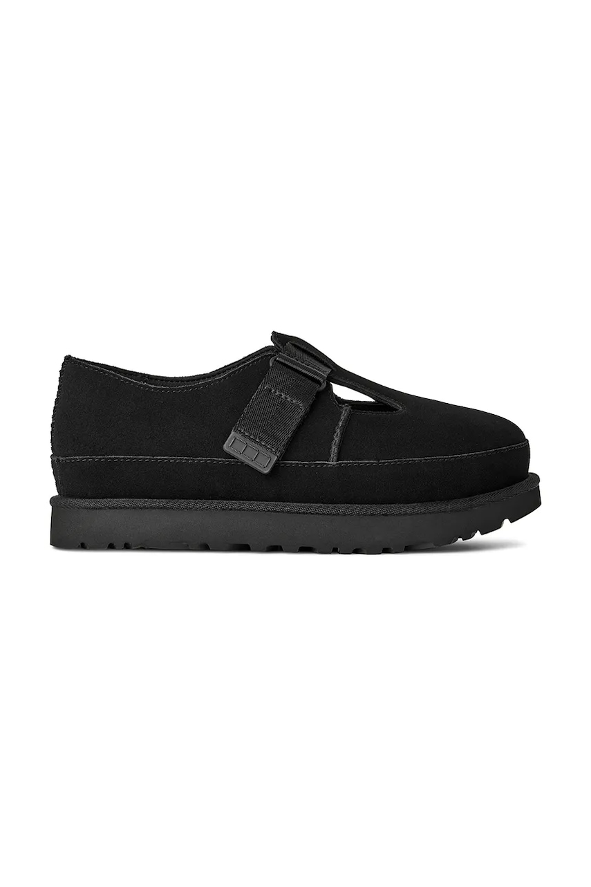 Semišové polobotky UGG Goldenstar Mary Jane dámské, černá barva, na platformě, 1171506.BLK