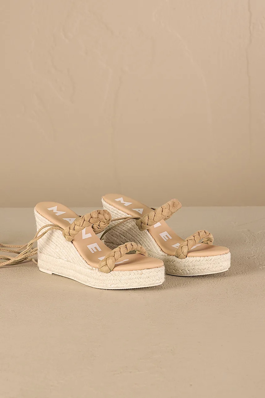 Semišové sandály Manebi Hamptons Two Braided Bands Wedge Espadrilles