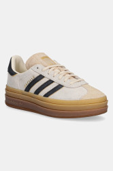 Semišové tenisky adidas Originals Gazelle Bold dámské, béžová barva, JS3892