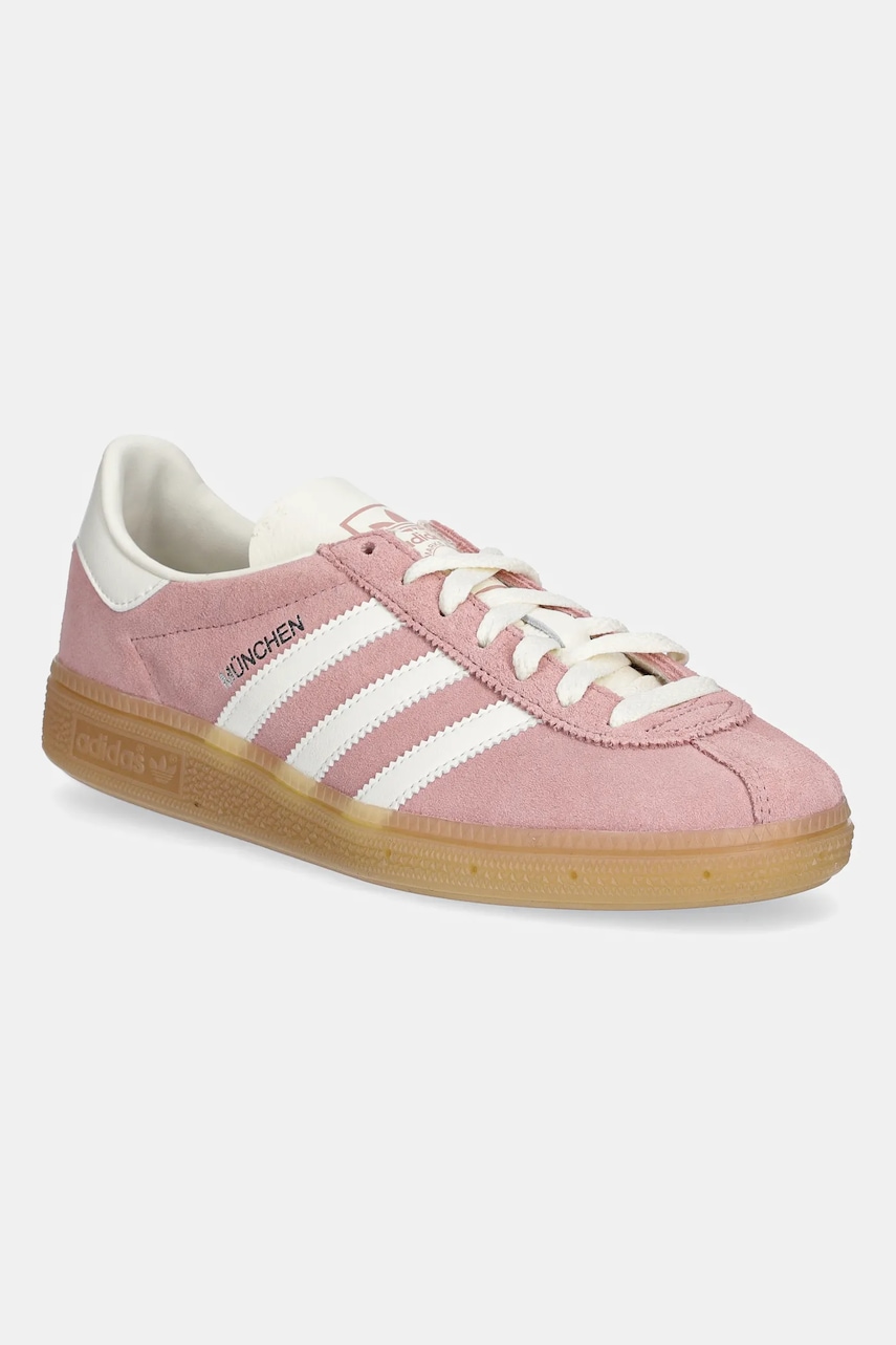 Semišové tenisky adidas Originals Muenchen dámské, růžová barva, JS3992
