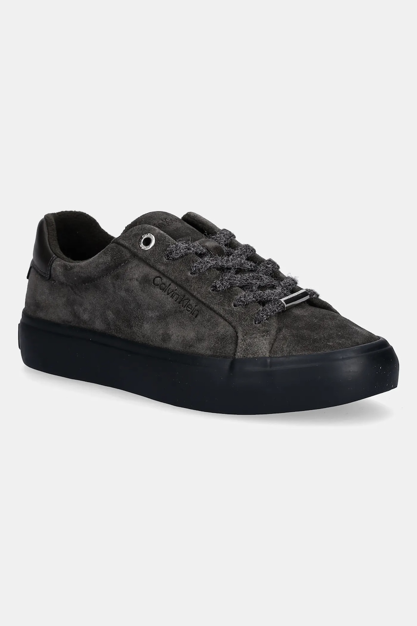 Semišové tenisky Calvin Klein LACE-UP SNEAKER SUEDE/WL CK dámské, zelená barva, HW0HW02679