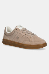 Semišové tenisky Tommy Hilfiger TH HERITAGE COURT SNEAKER SUEDE dámské, béžová barva, FW0FW09266