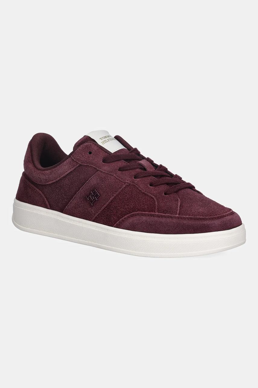 Semišové tenisky Tommy Hilfiger TH HERITAGE COURT SNEAKER SUEDE dámské, vínová barva, FW0FW09266