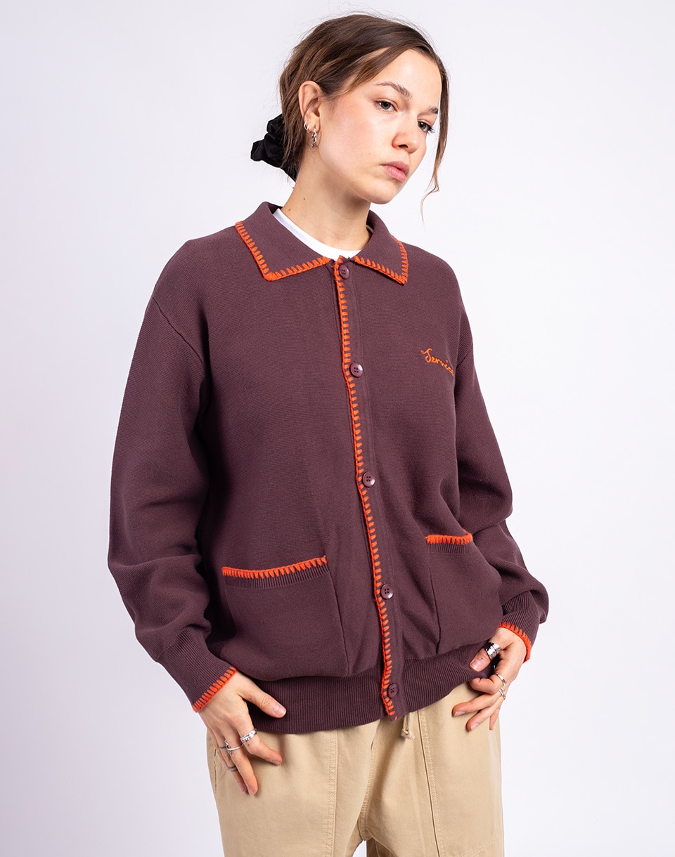 Service Works Blanket Stitch Cardigan BROWN S