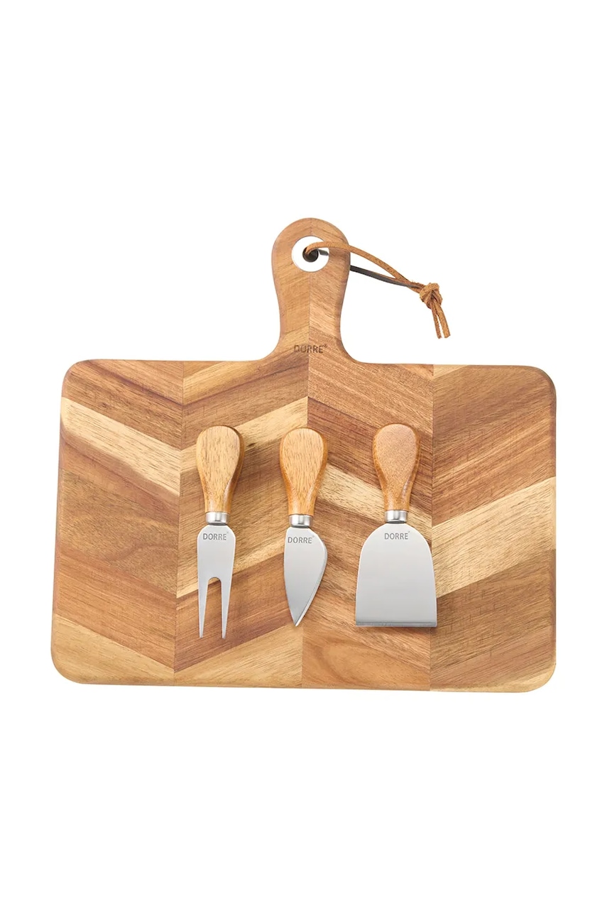 Servírovací prkénko na sýry s příbory Dorre Ollie 30 x 29 cm 4 části