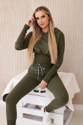 Set s širokými manžetami v khaki barvě