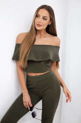 Set s volánkem khaki