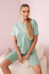 Set top+legíny tmavě mint
