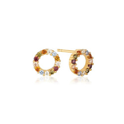 Sif Jakobs Pozlacené náušnice s barevnými kubickými zirkony Biella SJ-E337-ACZ-YG