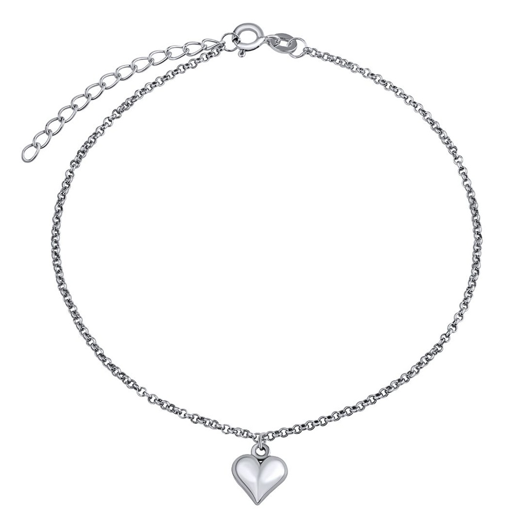 Silvego Jemný stříbrný řetízek na nohu Srdce ZT1303175AVSW