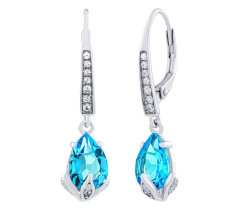 Silvego Stříbrné náušnice Clarissa se Swiss Blue Topaz a Brilliance Zirconia JJJ1267ETS