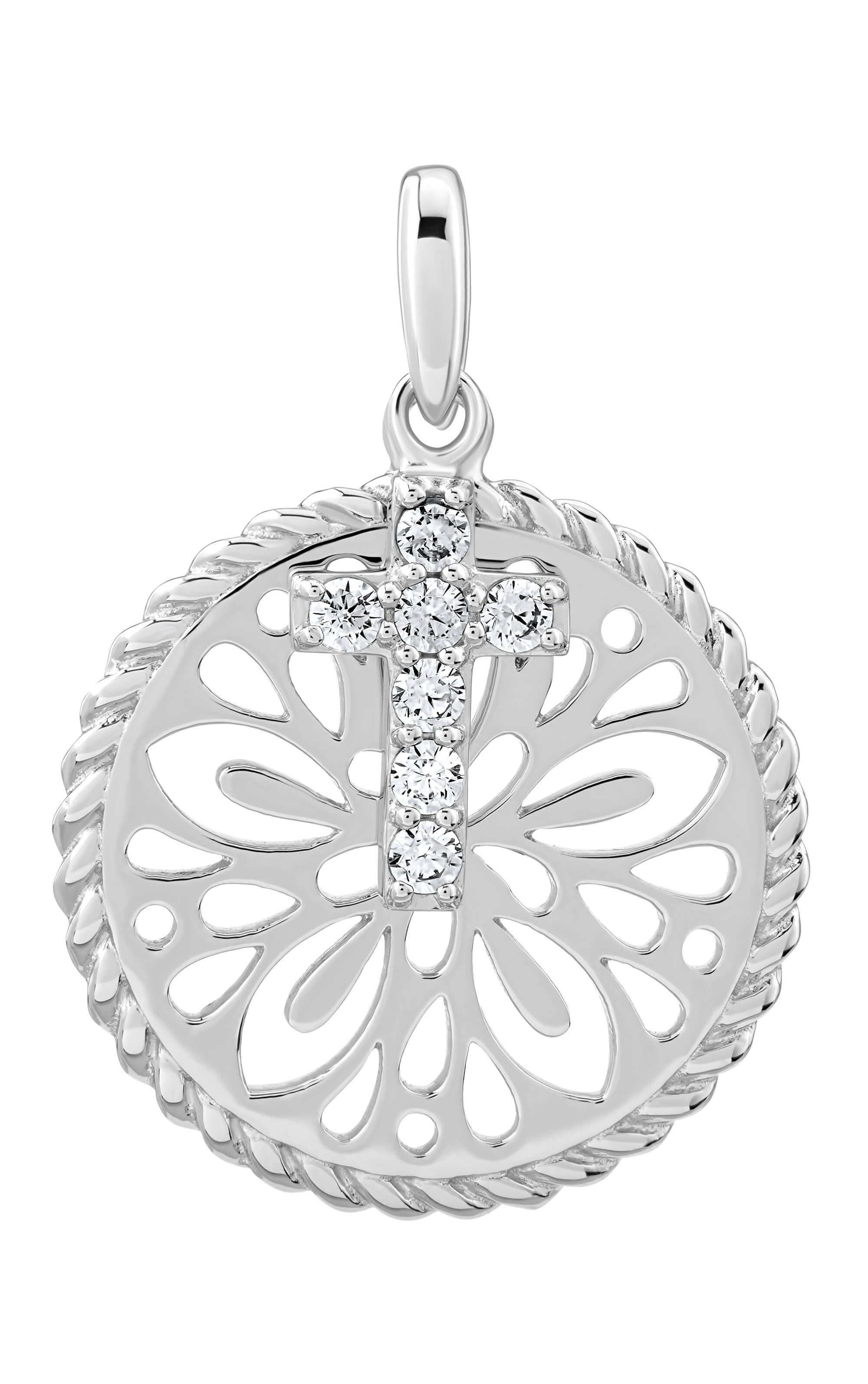 Silvego Stříbrný přívěsek s křížkem a zirkony Arba FW8112