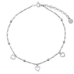Silvego Stříbrný řetízek na nohu Vanessa se srdíčky a kuličkami ZT71255A