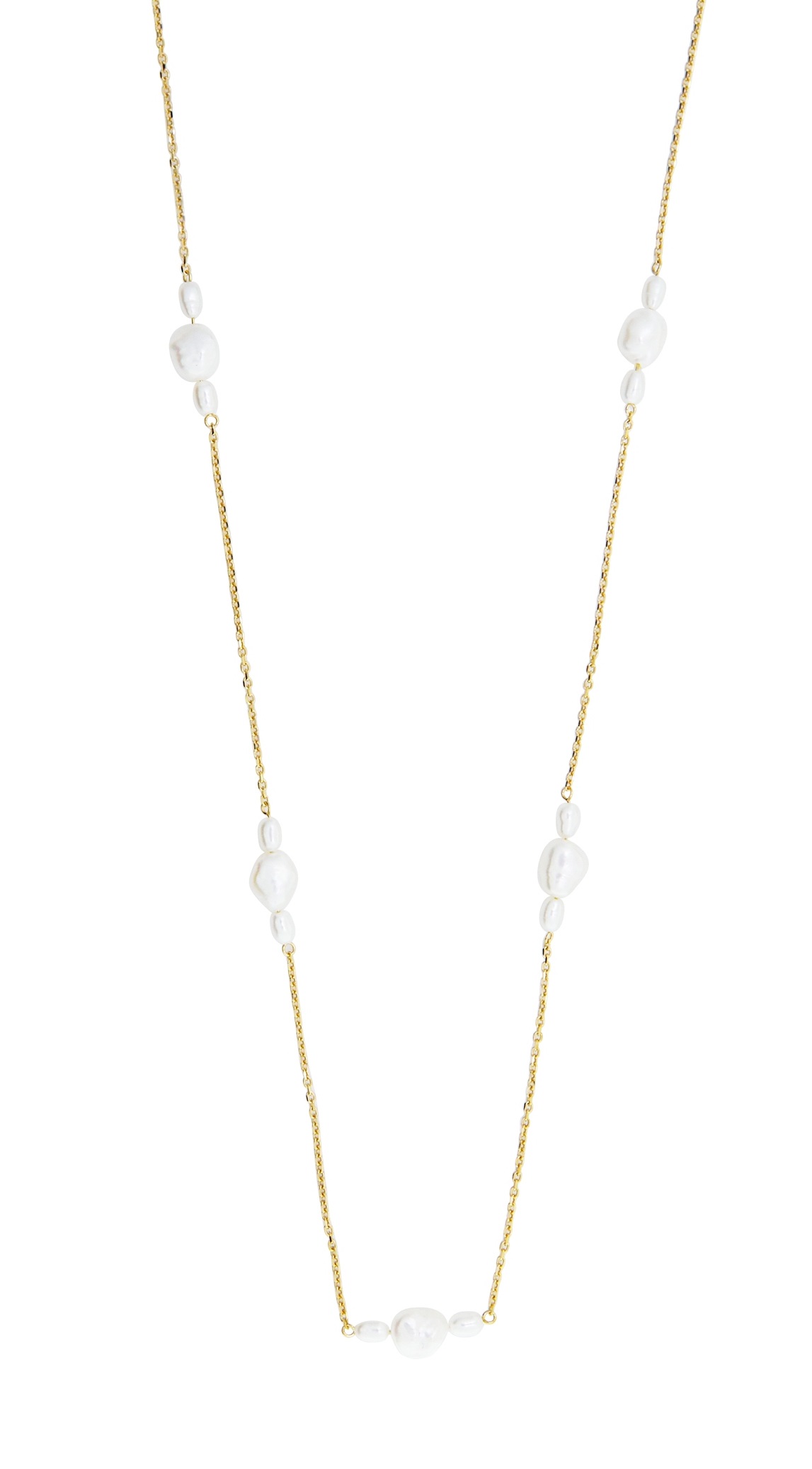 Silver Cat Dlouhý pozlacený náhrdelník se sladkovodními perlami SC560