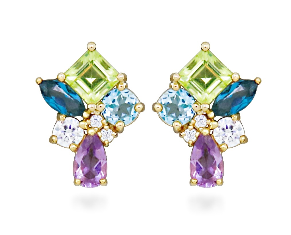 Silver Cat Hravé pozlacené náušnice Colored Stones SC544