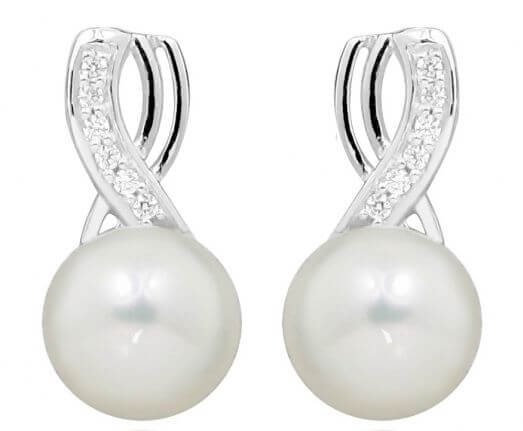 Silver Cat Jemné náušnice s perlou a zirkony SC398