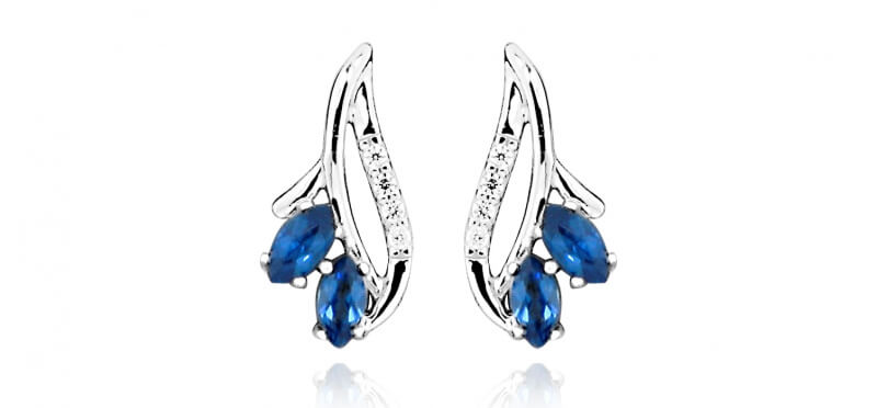Silver Cat Módní náušnice se zirkony a safírovým sklem SC386