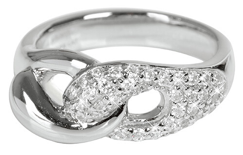 Silver Cat Propletený stříbrný prsten se zirkony Classics SC073 54 mm