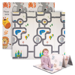 Skládací dětská podložka inSPORTline Michlino 150x180x1,2 cm Safari/Silnice