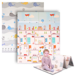 Skládací dětská podložka inSPORTline Michlino 180x160x1,2 cm Město/Velryby