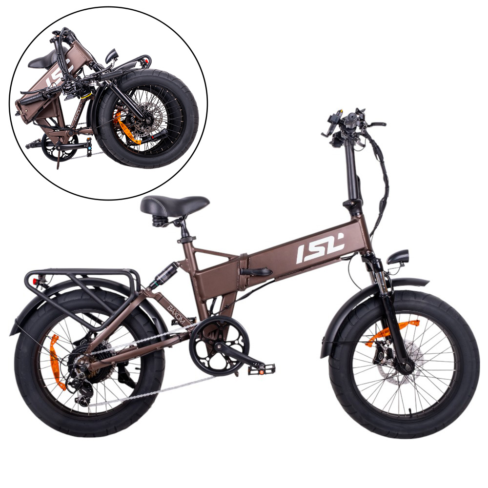 Skládací elektro fat bike inSPORTline ISL Baxom Lite 720Wh 20" 16,5" (170-205 cm) Deep Coffee