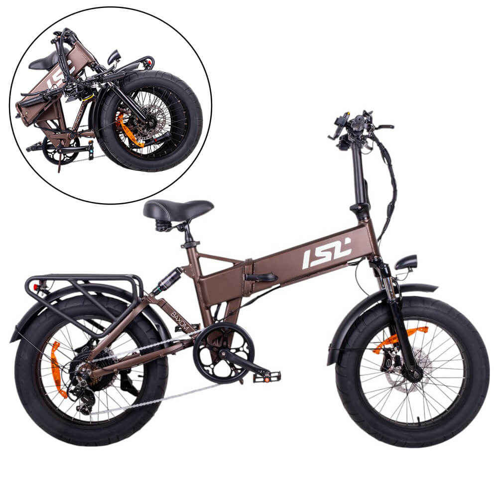 Skládací elektro fat bike inSPORTline ISL Baxom Lite 720Wh 20" 16,5" (170-205 cm) Deep Coffee