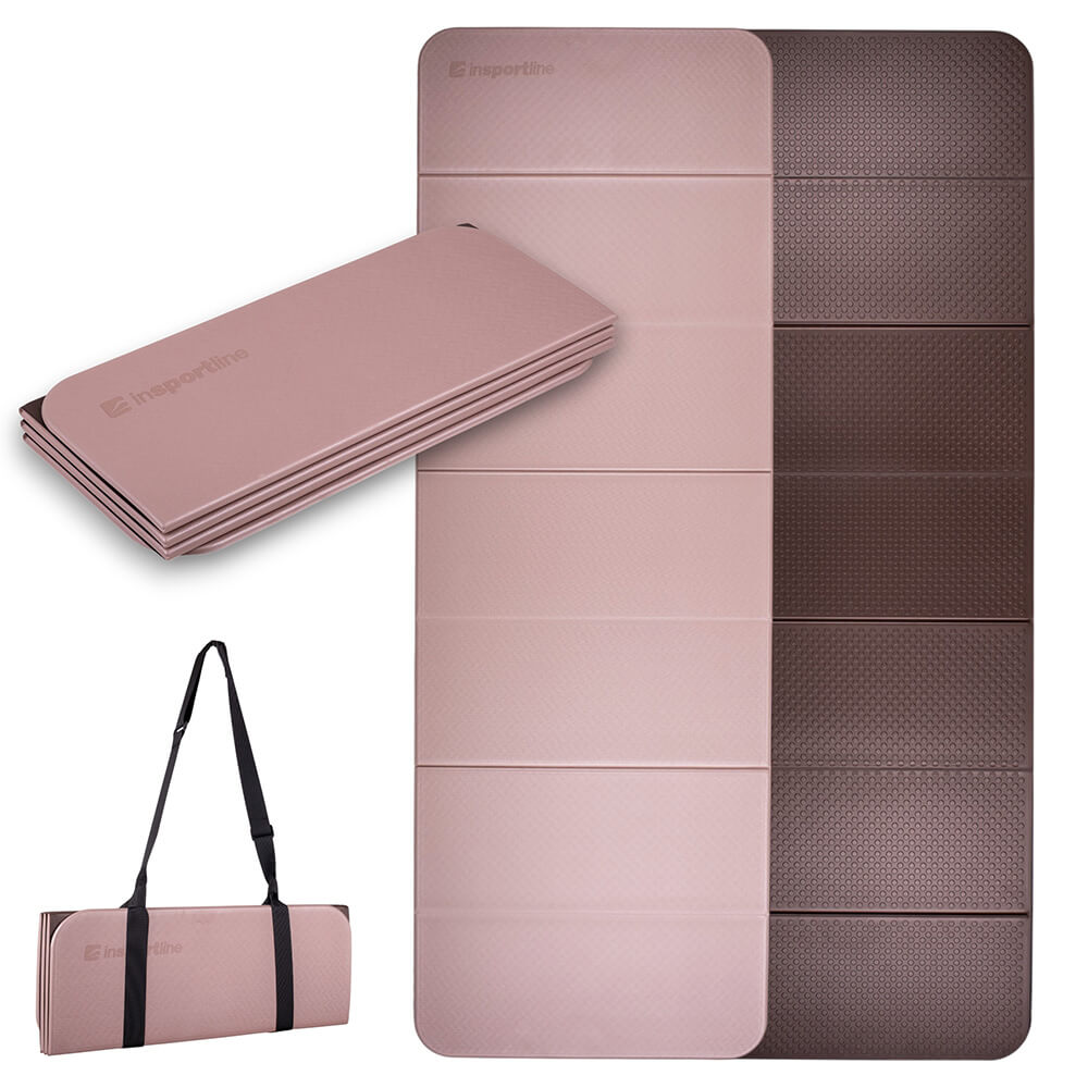 Skládací podložka na cvičení inSPORTline Misette 180x61x0,8 cm bamboo beige-hnědá