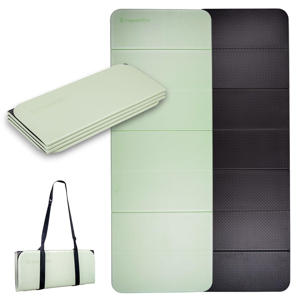 Skládací podložka na cvičení inSPORTline Misette 180x61x0,8 cm matcha zeleno-černá