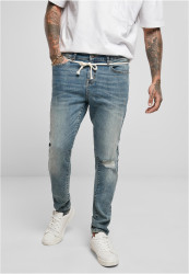 Slim Fit Drawstring Jeans středně těžké zničené seprané