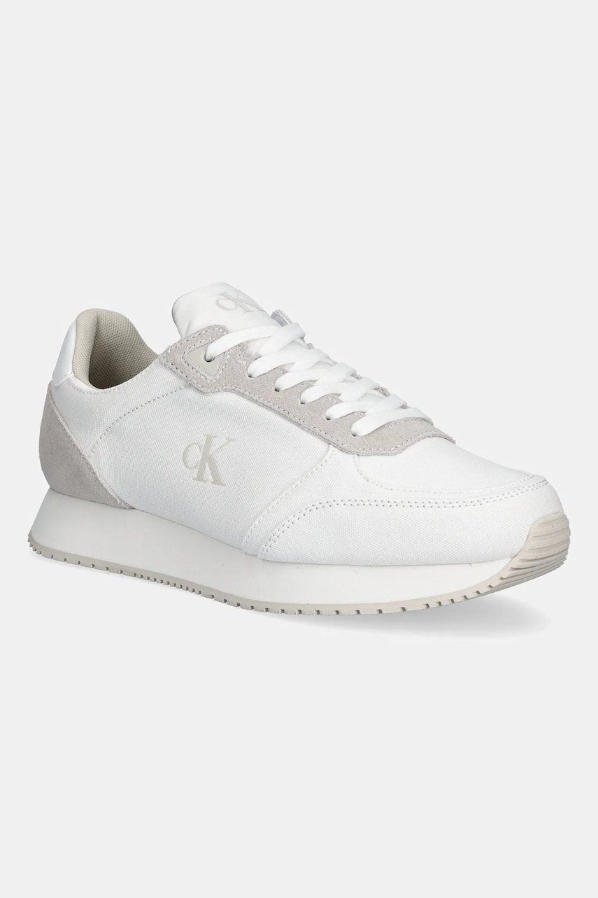 Sneakers boty Calvin Klein Jeans RUNNER SOCK LACEUP MG CANVAS bílá barva, YM0YM01217