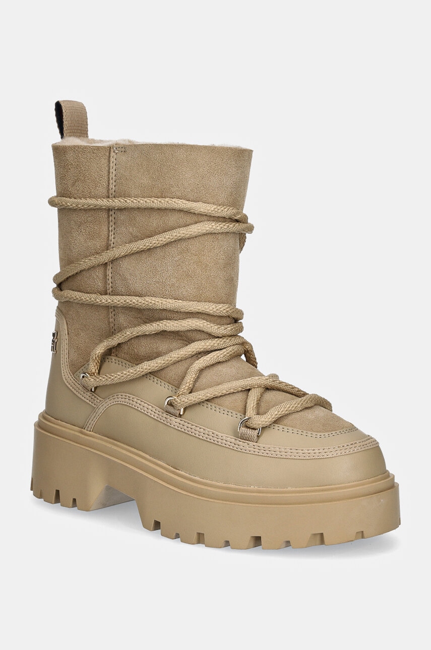 Sněhule Tommy Hilfiger REAL SHEARLING LACE-UP SNOWBOOT