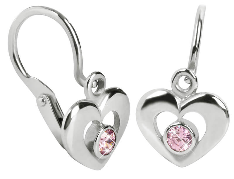 Soliter Dětské náušnice Srdíčka z bílého zlata 236 001 00988 07 - růžové