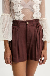 Šortky s přídavkem lnu Answear.LAB hnědá barva, high waist